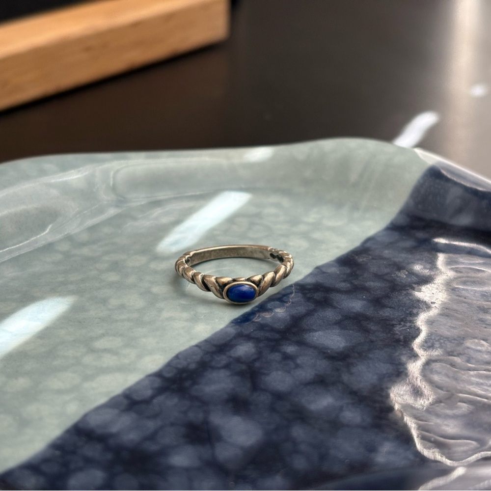 Carolyn Pollack 925 sterling silver lapis swirl ring size 8